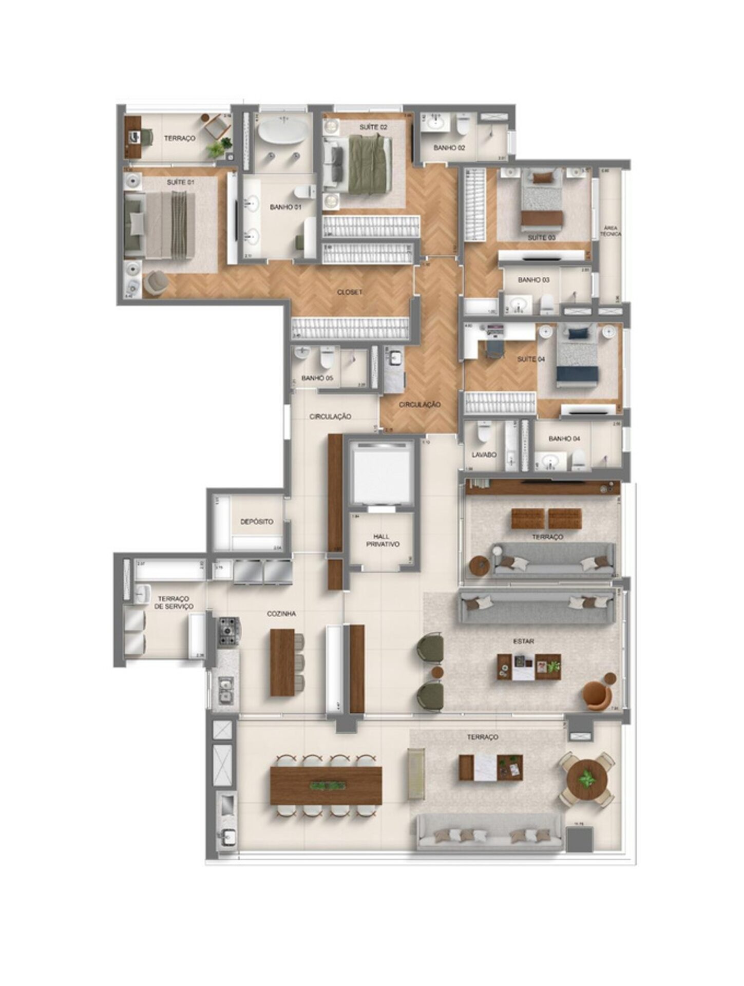 Planta 268m² – 4 suítes - Monã Mooca
