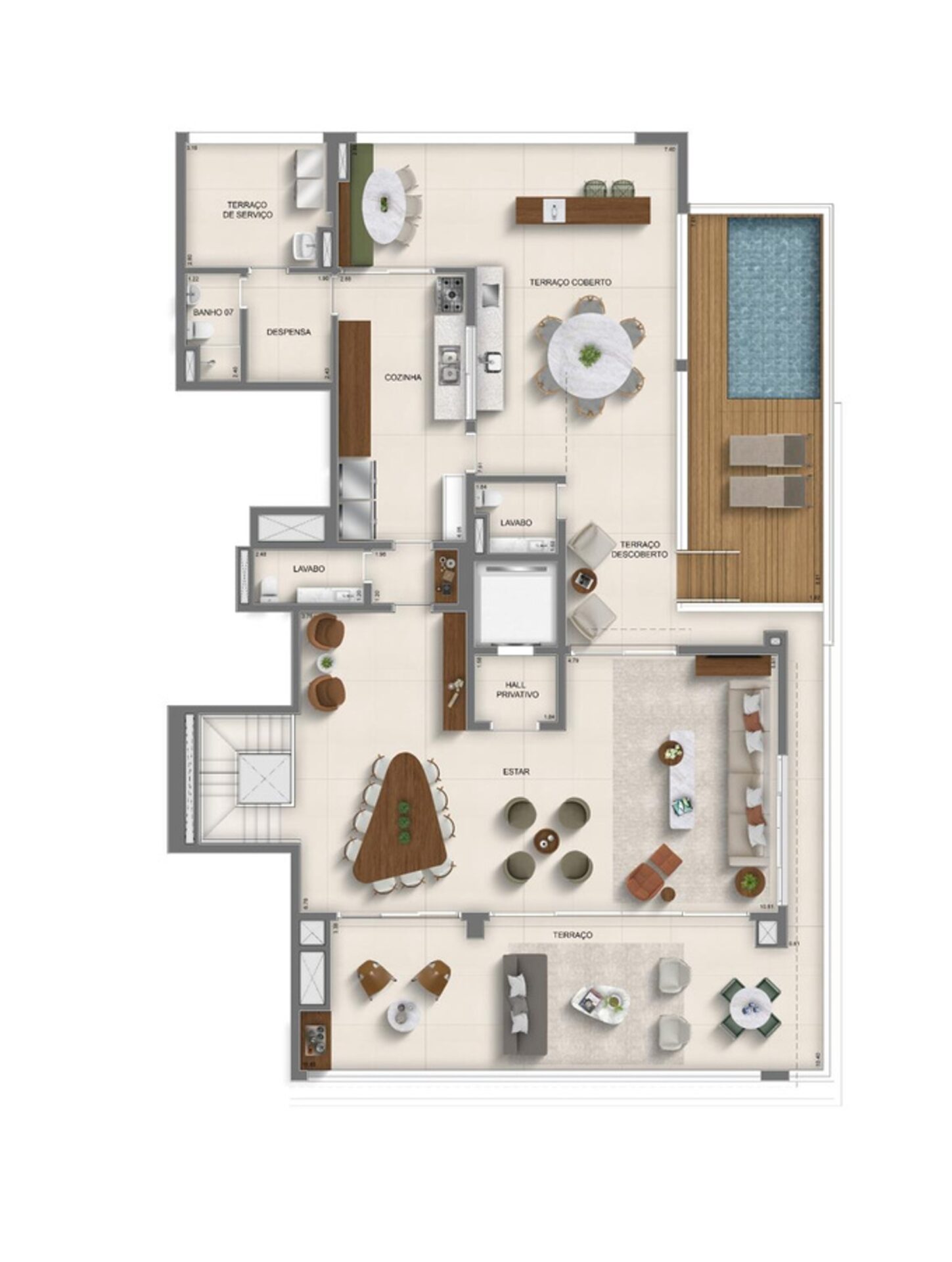 Planta 535m² – 4 suítes – Duplex – Piso Superior - Monã Mooca