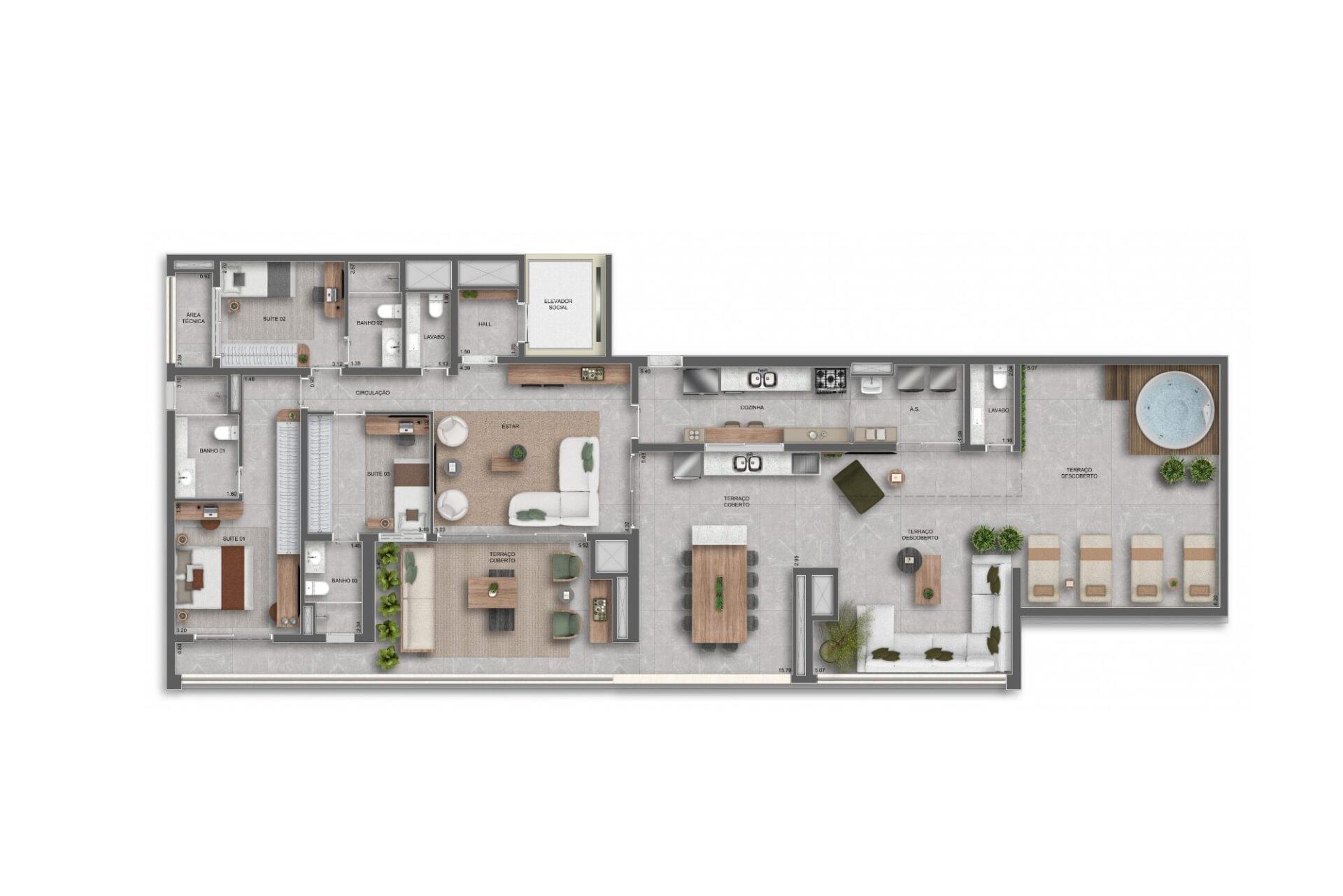 Planta 235m² — Penthouse — Torre Residences - Auge Resort Tatuapé By Diálogo