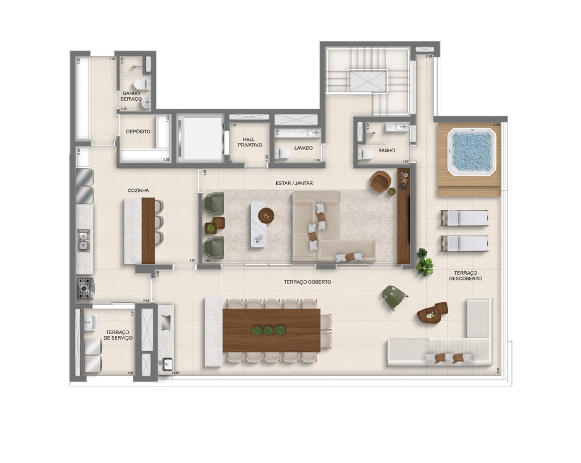Planta 342m² – Duplex – Piso Superior - Monã Mooca